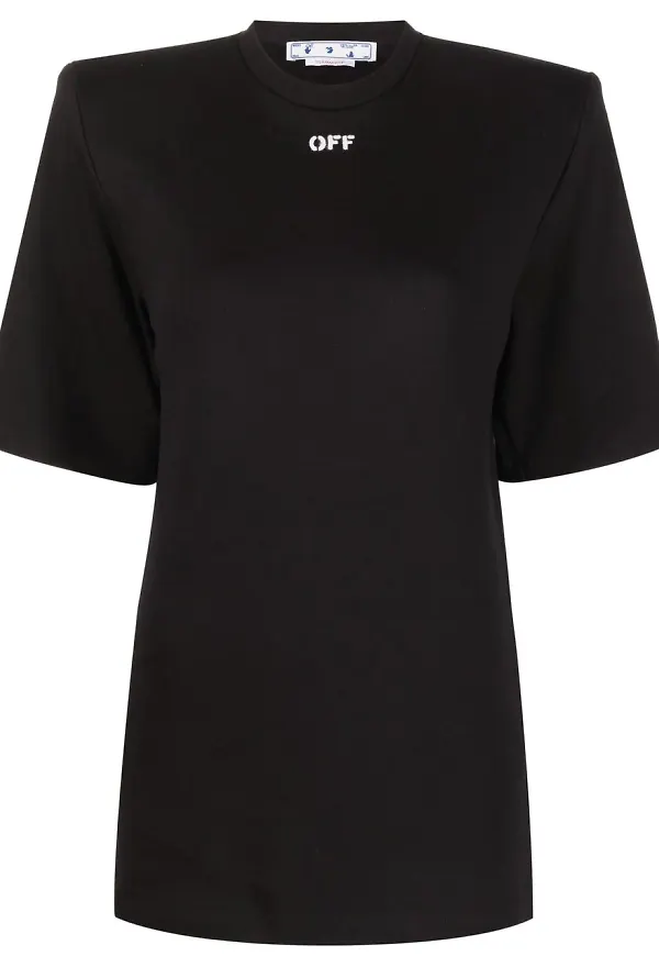 Off-White t-shirt med axelvaddar - Svart