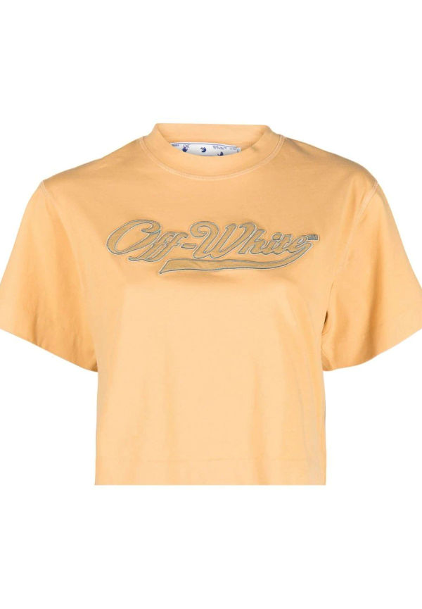 Off-White t-shirt med broderad logotyp - Orange