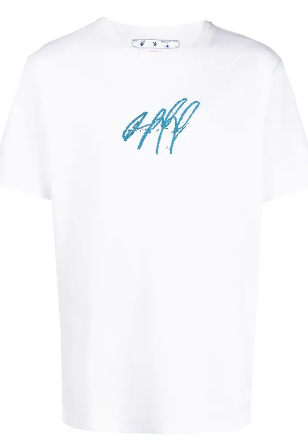 Off-White t-shirt med brodyr - Vit