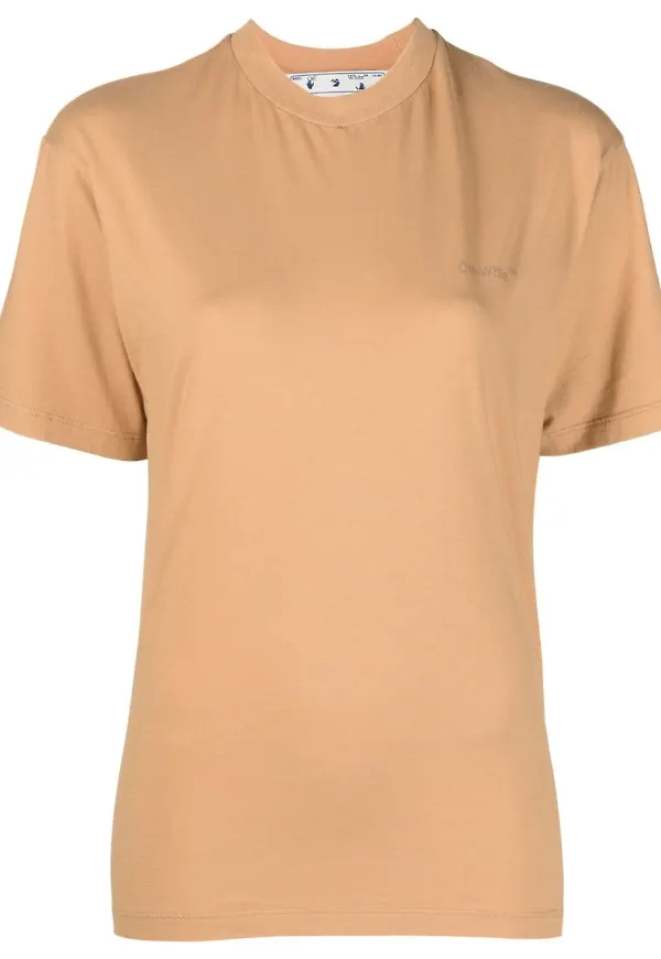 Off-White t-shirt med diag-tryck - Orange