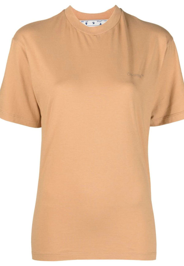 Off-White t-shirt med diag-tryck - Orange