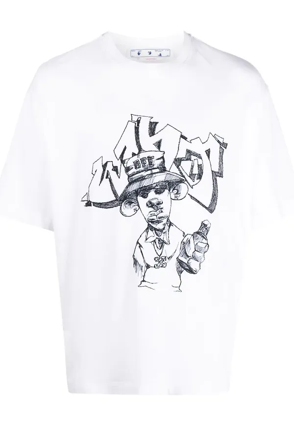 Off-White t-shirt med grafiskt tryck - Vit
