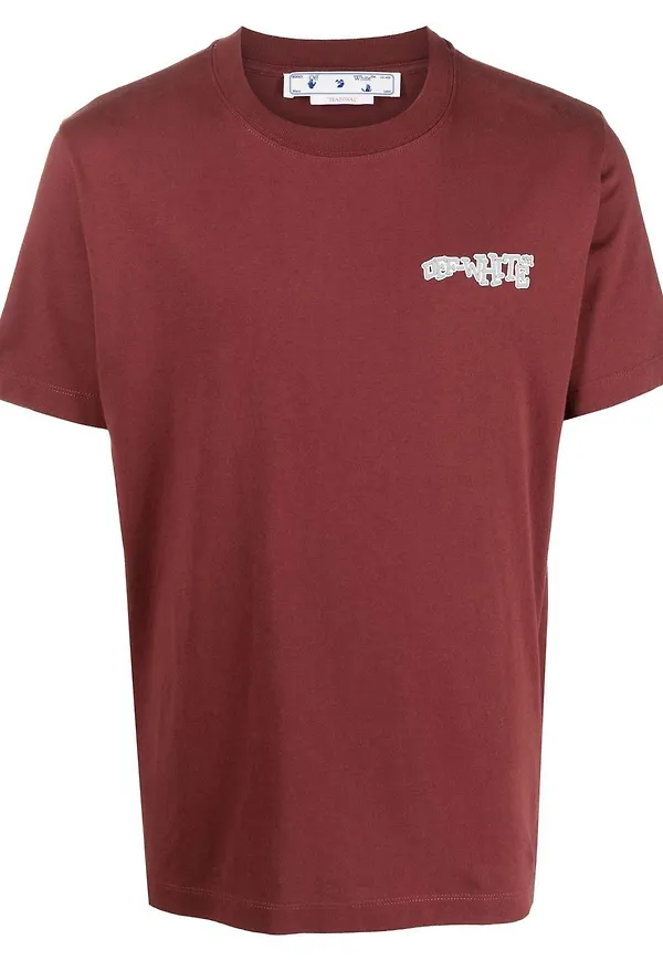Off-White t-shirt med logotyp - Brun