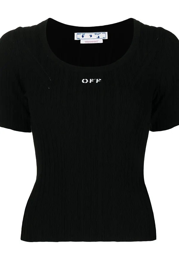 Off-White t-shirt med logotyp - Svart