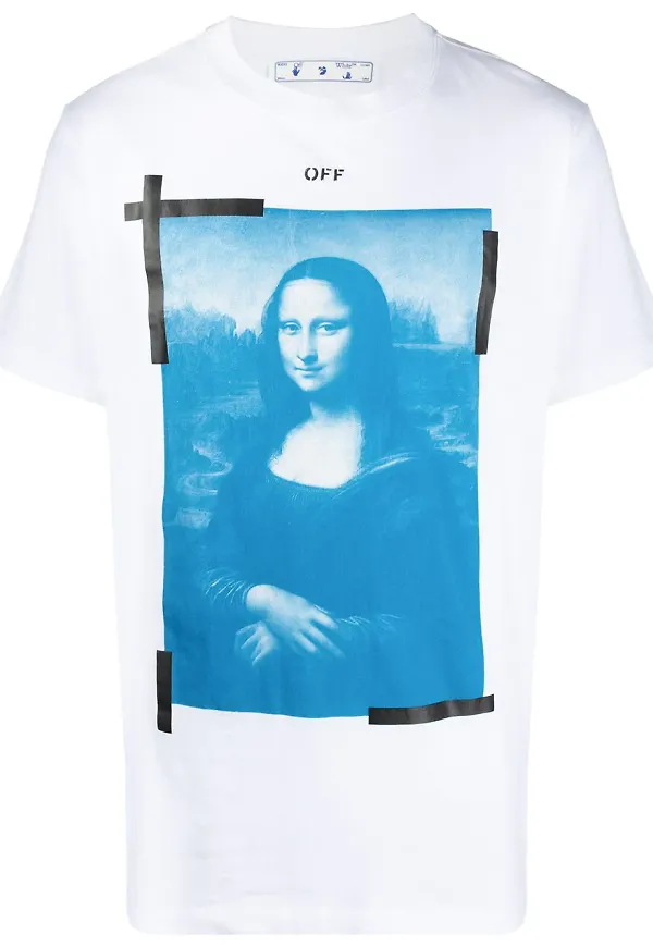 Off-White t-shirt med Mona Lisa-tryck - Vit