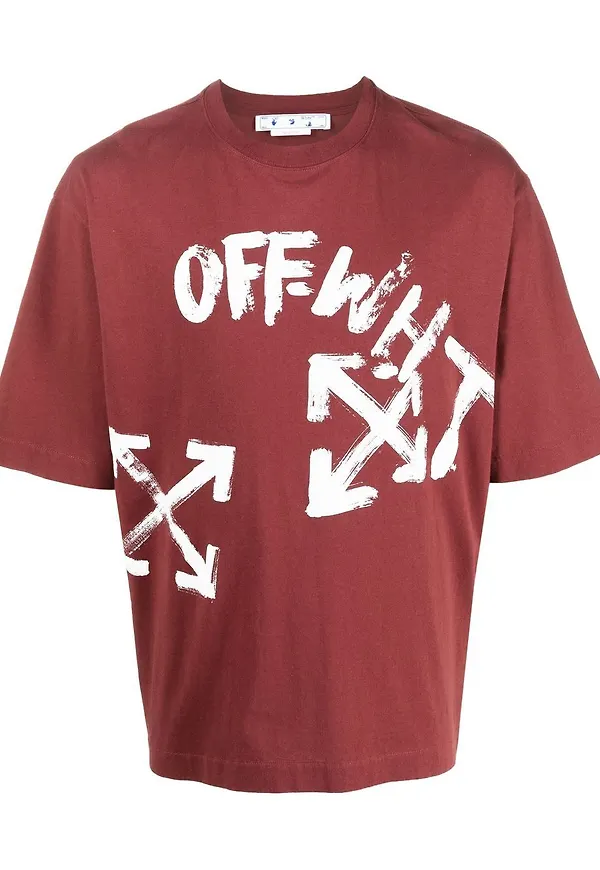 Off-White t-shirt med piltryck - Brun