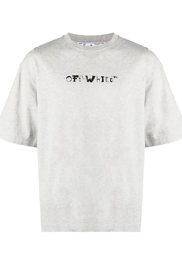 Off-White t-shirt med rundad hals - Grå