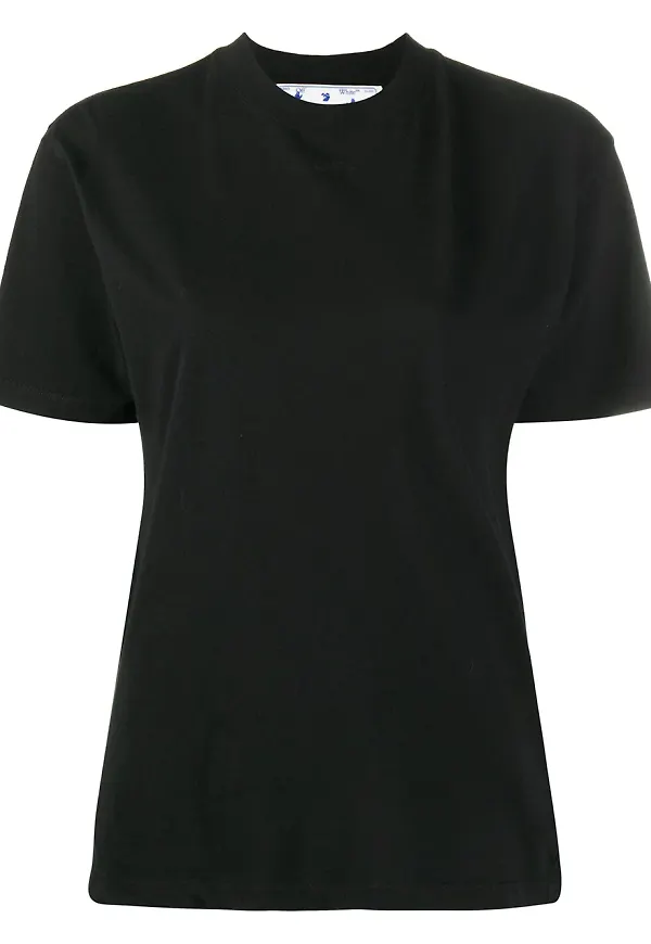 Off-White t-shirt med rundad hals - Svart