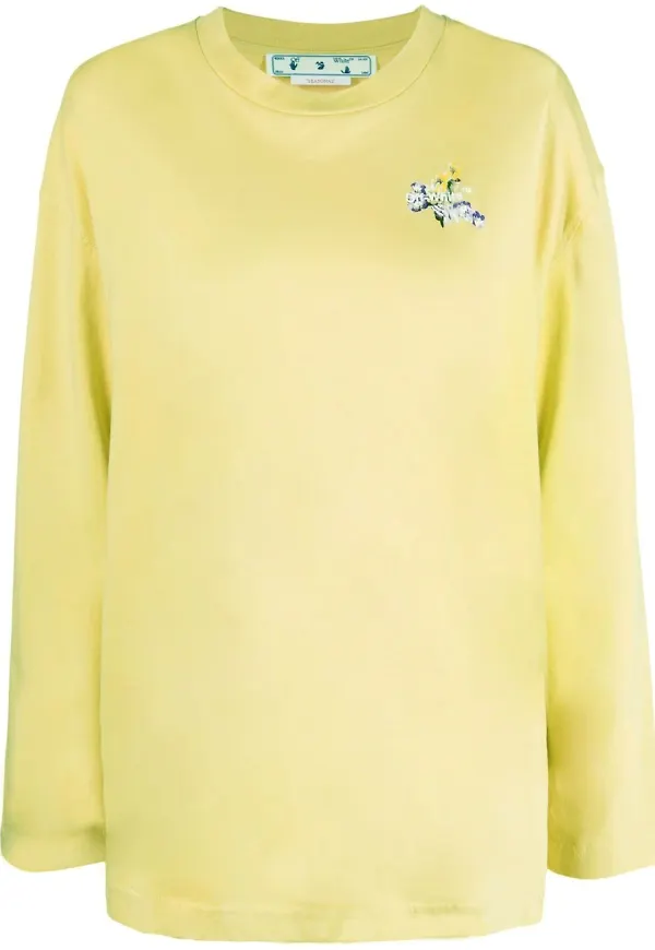 Off-White t-shirt med tryck - Gul
