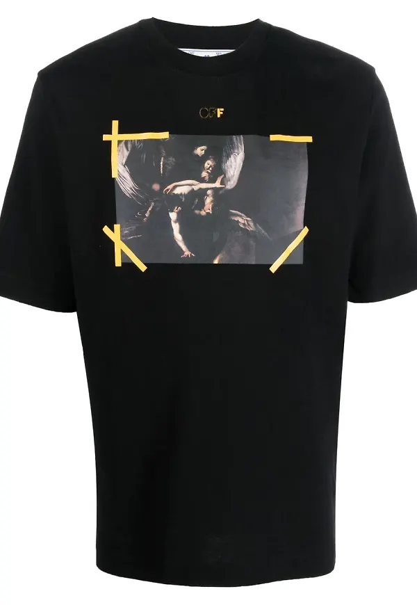 Off-White t-shirt med tryck - Svart