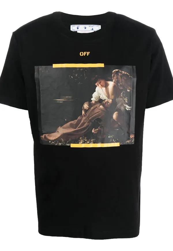 Off-White t-shirt med tryck - Svart