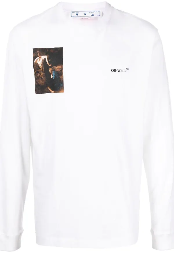 Off-White t-shirt med tryck - Vit