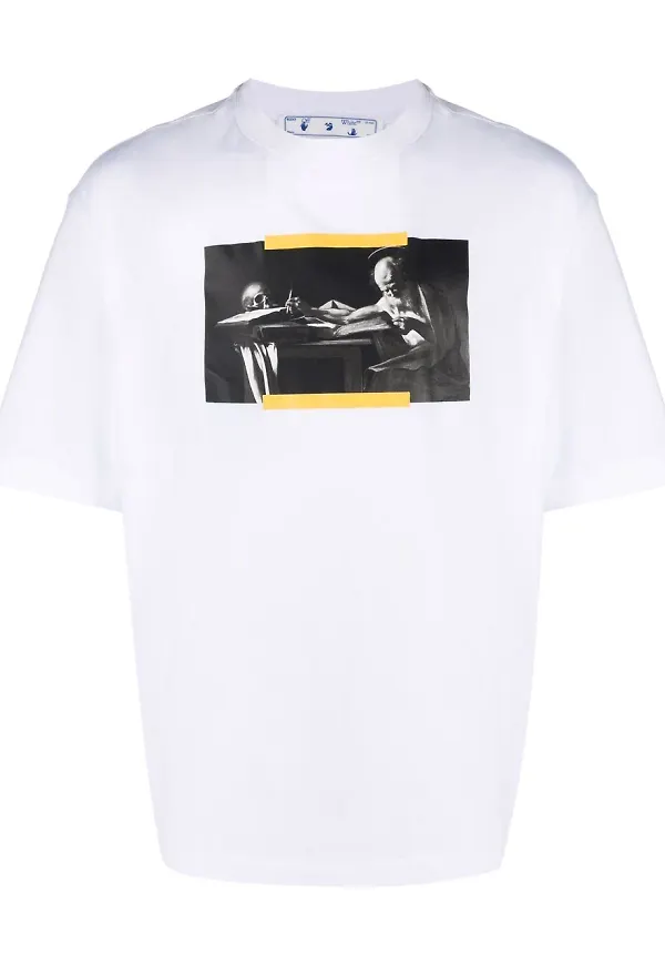 Off-White t-shirt med tryck - Vit