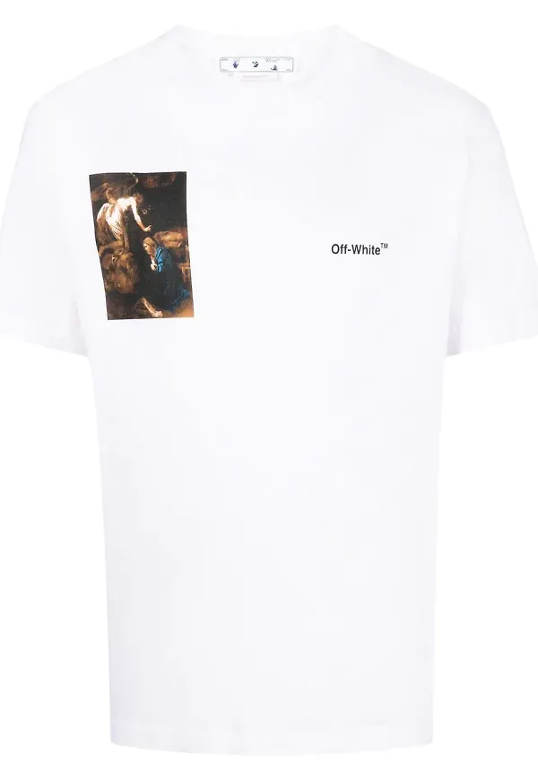 Off-White t-shirt med tryck - Vit