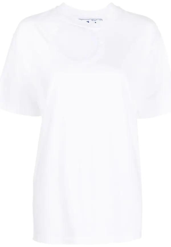 Off-White t-shirt med utskuren detalj - Vit