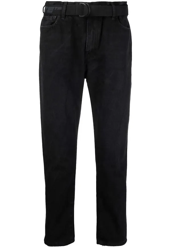 Off-White tapered jeans med bälte - Svart
