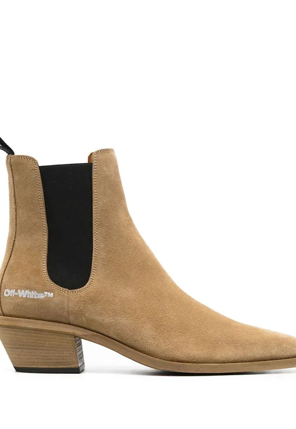Off-White Texan stövletter i mocka - Brun