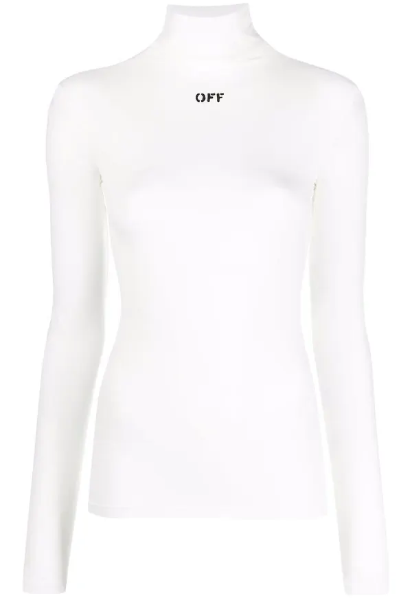 Off-White topp med rullkrage - Vit