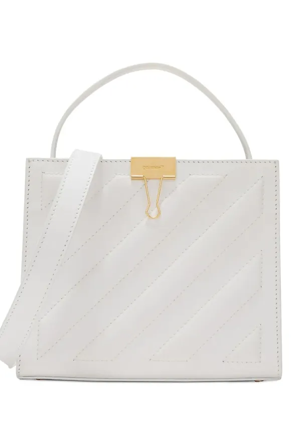 Off-White totebag med diag-tryck - Vit