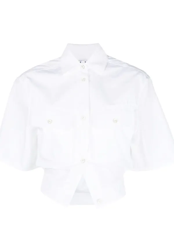 Off-White Toybox cinched cropped shirt - Vit