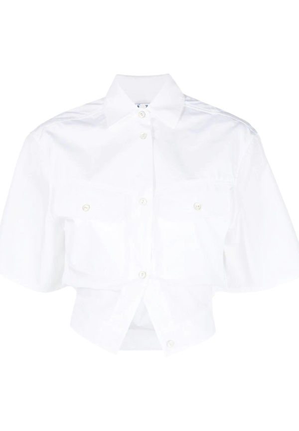 Off-White Toybox cinched cropped shirt - Vit