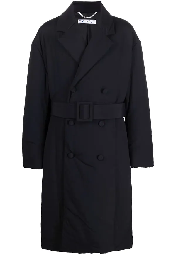 Off-White trenchcoat med bälte - Svart