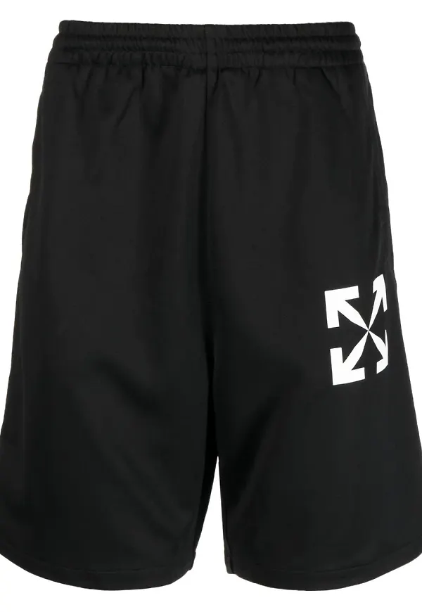 Off-White träningsshorts med piltryck - Svart
