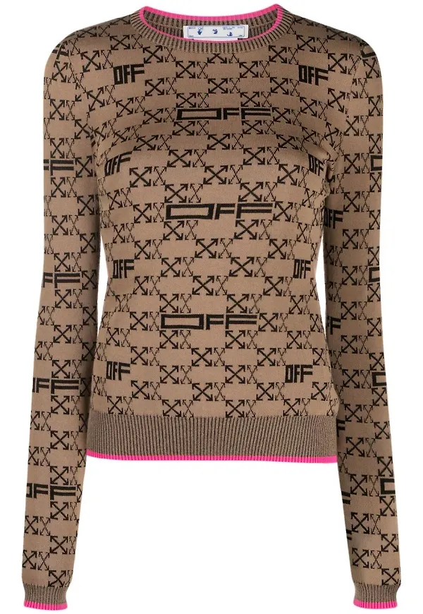 Off-White tröja med monogram - Brun