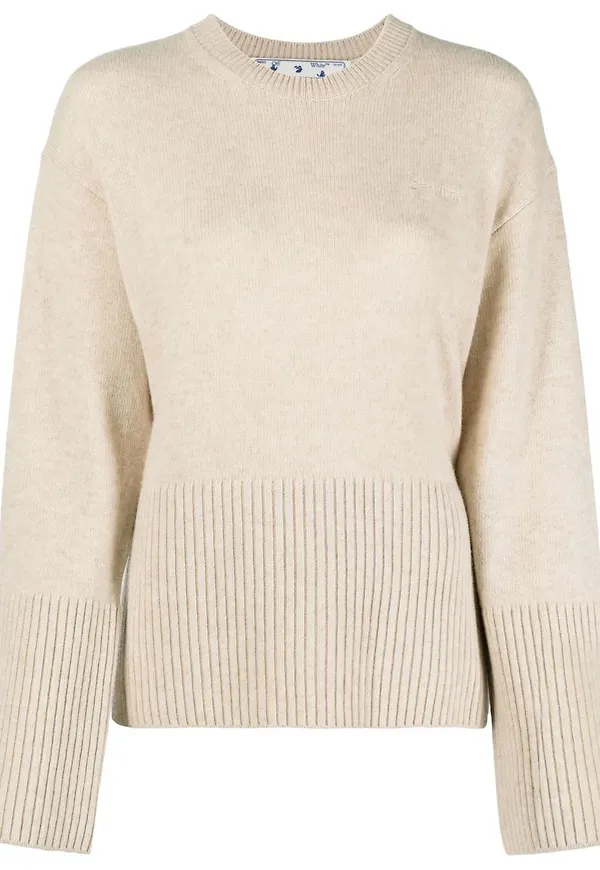 Off-White tröja med rundad hals - Neutral