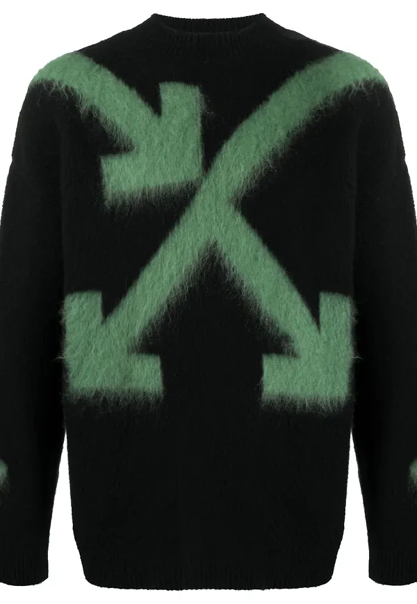 Off-White tröja med rundad hals - Svart