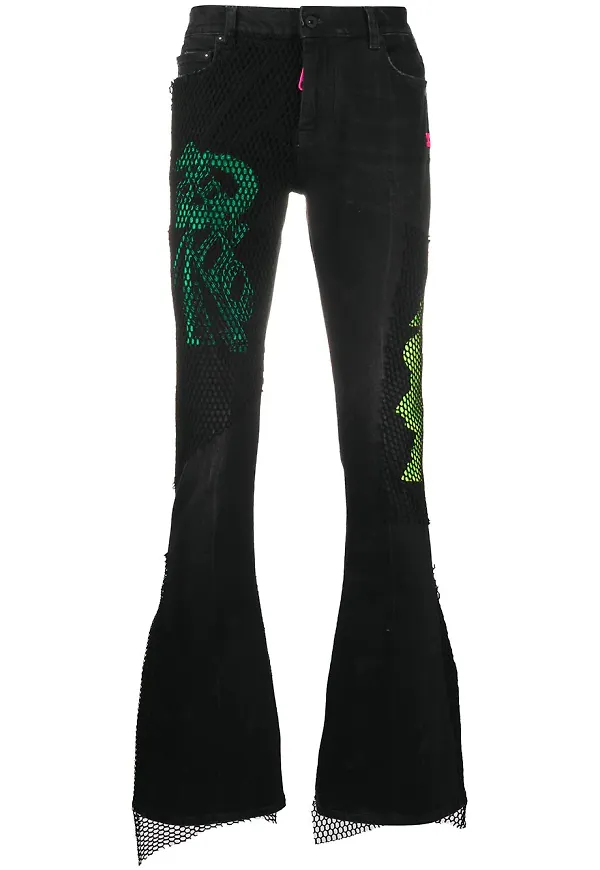 Off-White utsvängda jeans - Svart