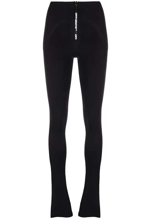 Off-White utsvängda leggings med dragkedja - Svart