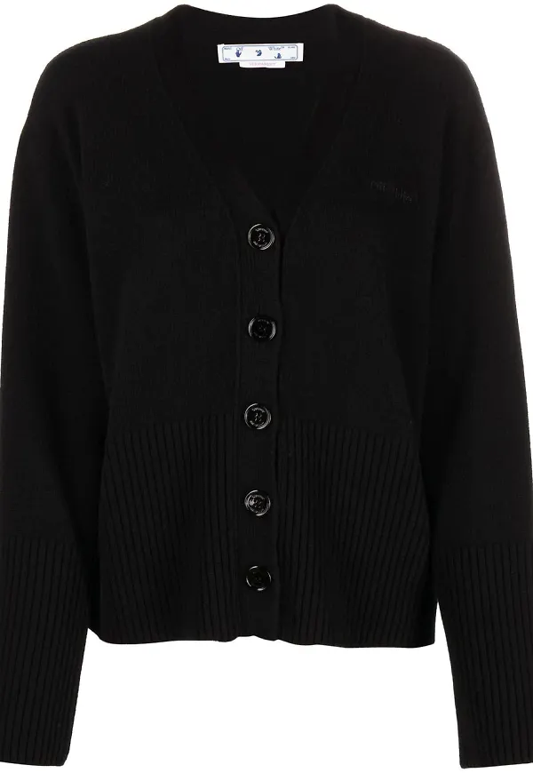 Off-White v-ringad kofta - Svart