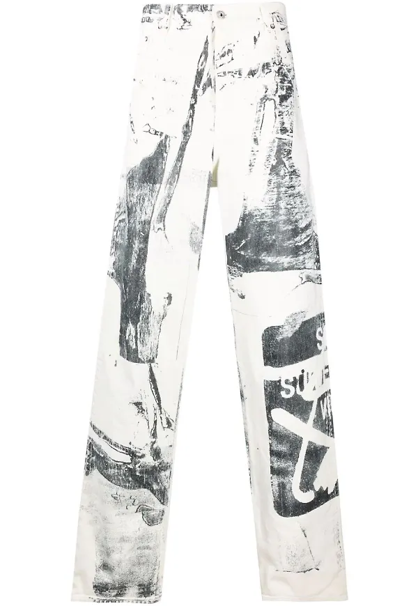 Off-White vida byxor med grafiskt tryck - Vit