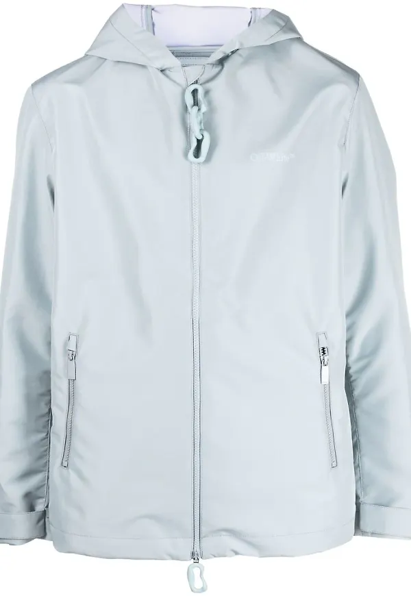 Off-White vindjacka med huva - Blå