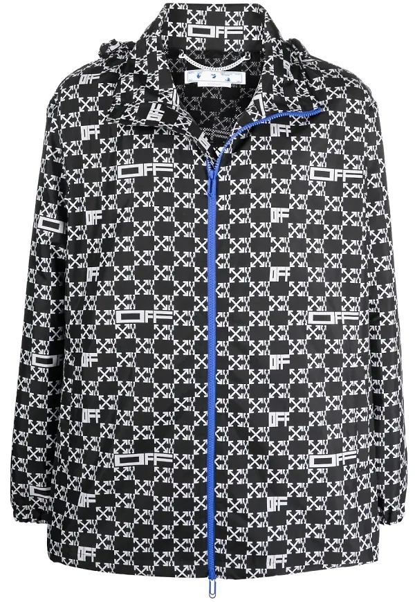 Off-White vindjacka med monogram - Svart