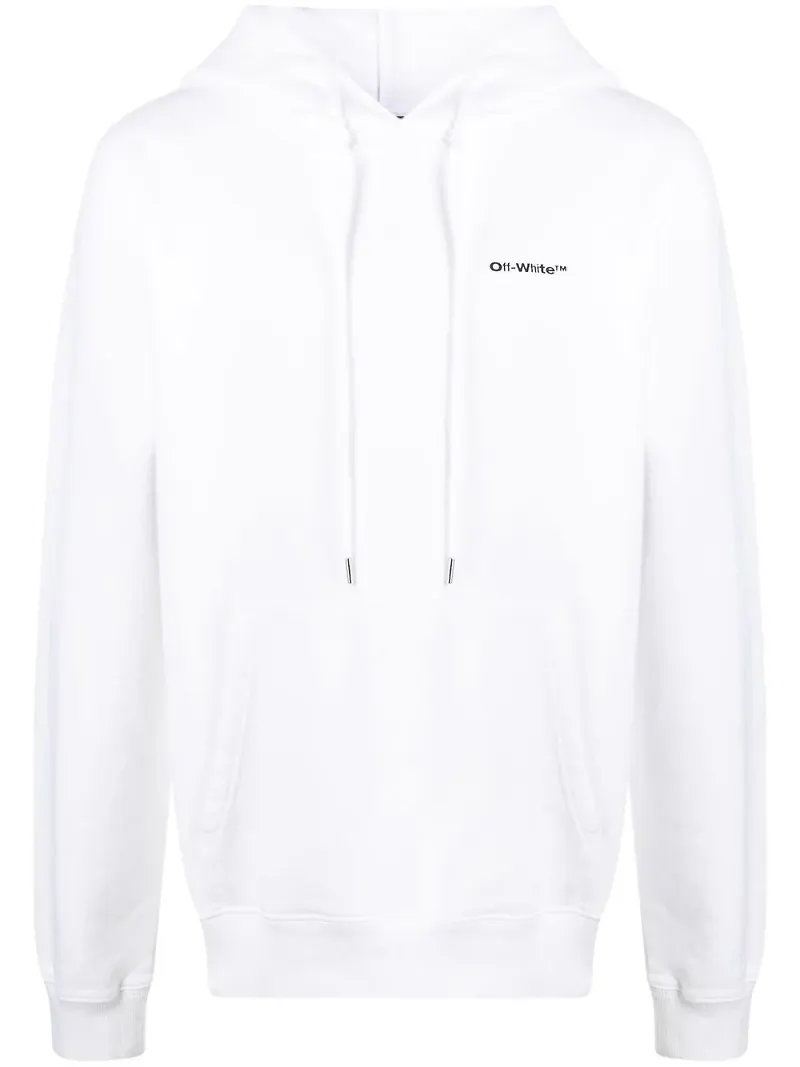 Off-White Wave Diag hoodie med dragsko - Vit