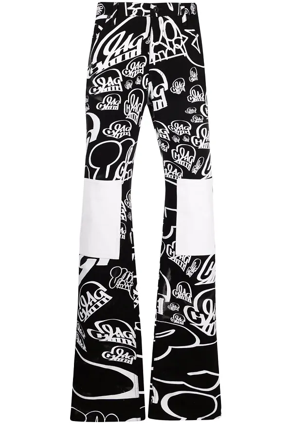 Off-White x Katsu mönstrade straight-jeans - Svart