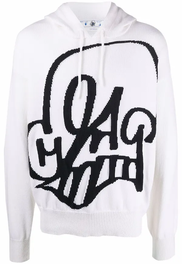 Off-White x KATSU stickad hoodie - Vit
