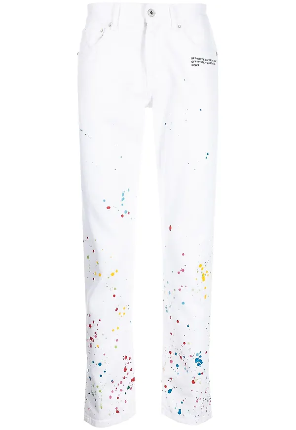 Off-White X Marais Splatter smala jeans - Vit