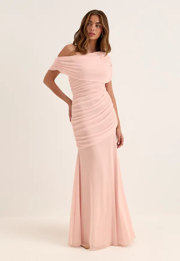 Off Shoulder Mesh Gown