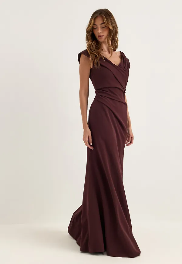 Off Shoulder Pleat Gown
