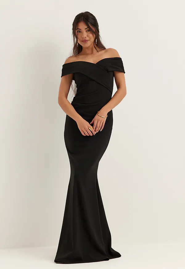 Off Shoulder Pleat Maxi Dress – Bubbleroom