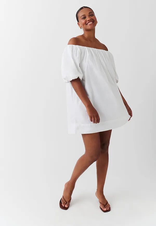 Off shoulder poplin dress
