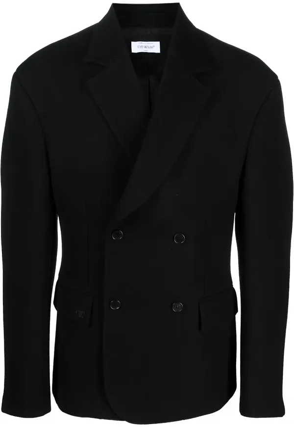 Off-White dubbelknäppt blazer i jungfruull - Svart