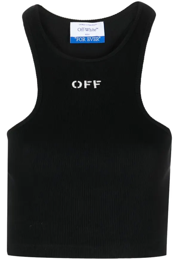 Off-White Off-stamp ribbat croptop - Svart