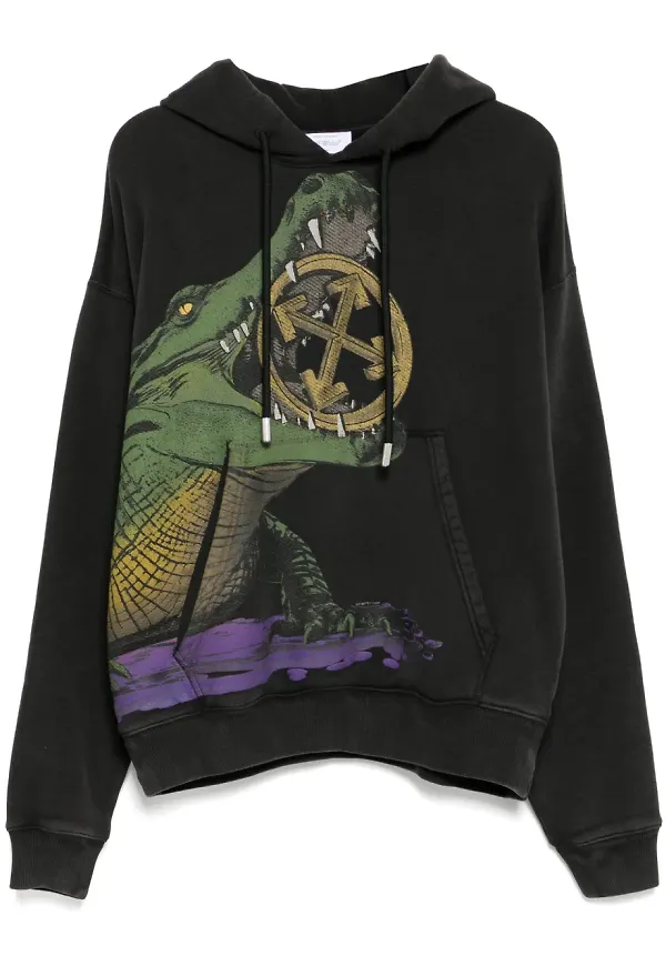 Off-White stor krokodilmönstrad hoodie - Grå