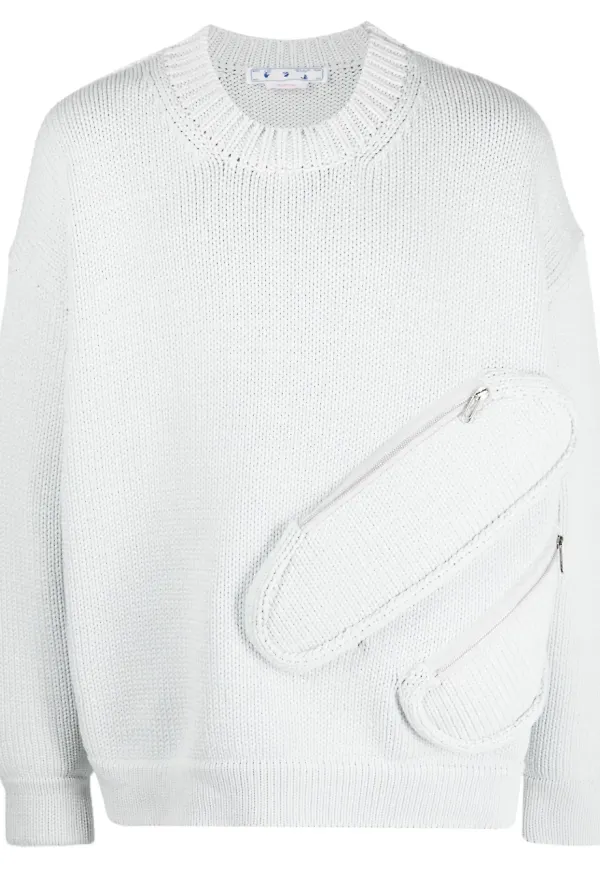 Off-White sweatshirt med dragkedja - Grå