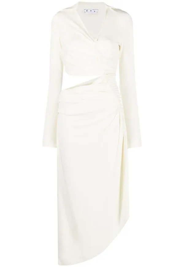 Off-White Vi-Crepe draperad midiklänning - Vit – Farfetch