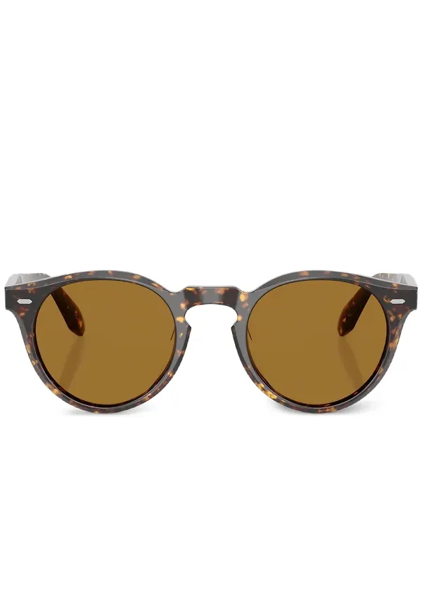 Oliver Peoples runda sköldpaddsfärgade solglasögon - Brun